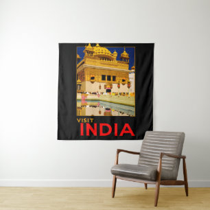 Indië reisposter Indiase vintage kunst Wandkleed