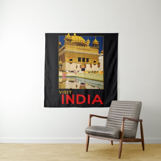 Indië reisposter Indiase vintage kunst Wandkleed (In situ)