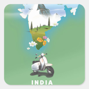 Indië reisposter vierkante sticker