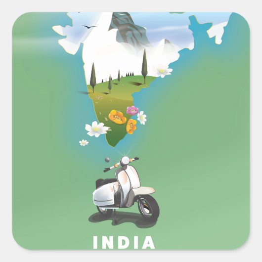 Indië reisposter vierkante sticker (Voorkant)