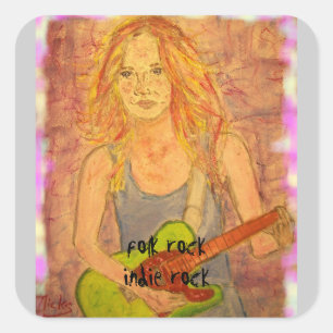 indie rock girl art vierkante sticker