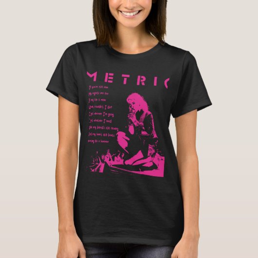 Indie Rock Vibes: Metrische band Emily Haines Lyri T-shirt (Voorkant)