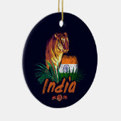 Indië  tijger met vlag retro lotus souvenir keramisch ornament (Rechts)