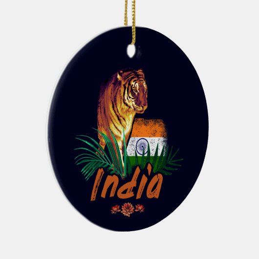 Indië tijger met vlag retro lotus souvenir keramisch ornament (Rechts)