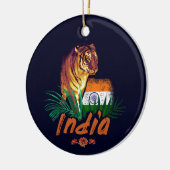 Indië tijger met vlag retro lotus souvenir keramisch ornament (Links)