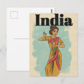 Indië vintage reisposter briefkaart (Voorkant / Achterkant)