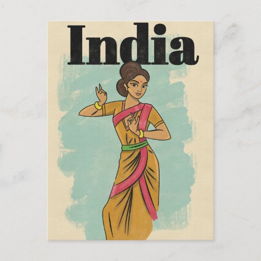 Indië vintage reisposter briefkaart (Voorkant)