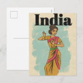 Indië vintage reisposter feestdagenkaart (Voorkant / Achterkant)