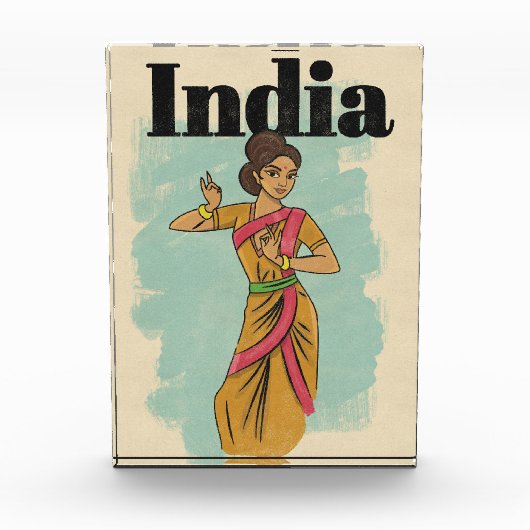 Indië vintage reisposter fotoblokken (Voorkant)
