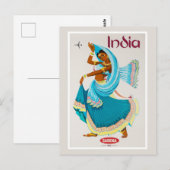 Indië Vintage Reisposter Gerestaureerd Briefkaart (Voorkant / Achterkant)