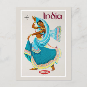 Indië Vintage Reisposter Gerestaureerd Briefkaart