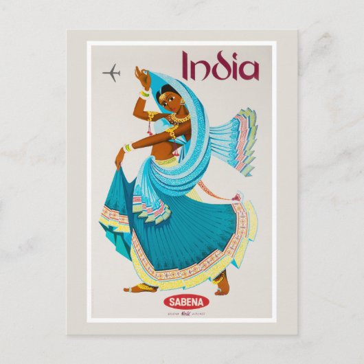 Indië Vintage Reisposter Gerestaureerd Briefkaart (Voorkant)