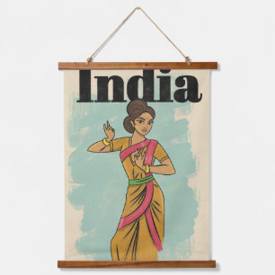 Indië vintage reisposter hangend wandkleed