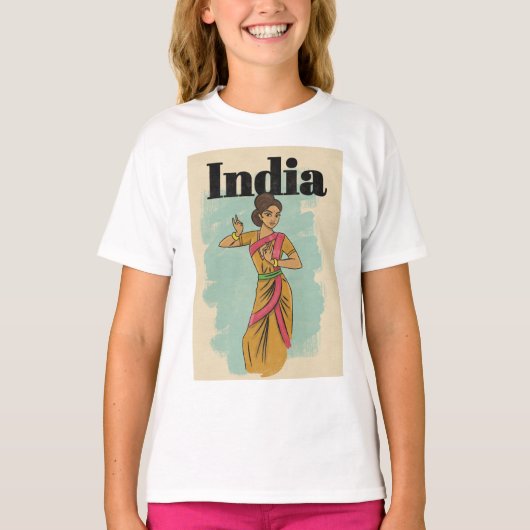 Indië vintage reisposter t-shirt (Voorkant)