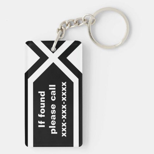 Indien gevonden, bel dan sleutelhanger (achterkant)