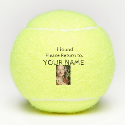 Indien gevonden, ga dan terug naar JOUW NAAM Tennisballen (Voorkant)