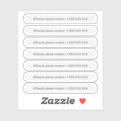 Indien gevonden, neem dan contact op met/ga terug sticker (Vel)