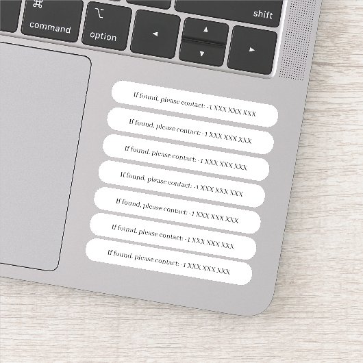 Indien gevonden, neem dan contact op met/ga terug sticker (Detail)