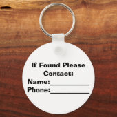 Indien gevonden, neemt u contact op met sleutelhanger (Voorkant)