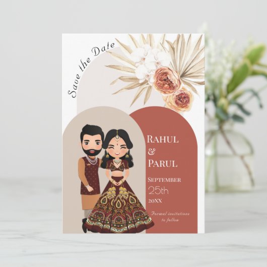 Indiër bewaar de datum sjabloon Hindoe bewaar de d Kaart (Staand voorkant)