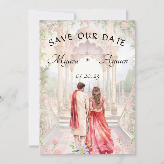 Indiër Bewaar de datum sjabloon Indiase trouwkaart Kaart (Voorkant)