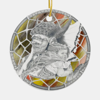 Indiër met Baby Keramisch Ornament