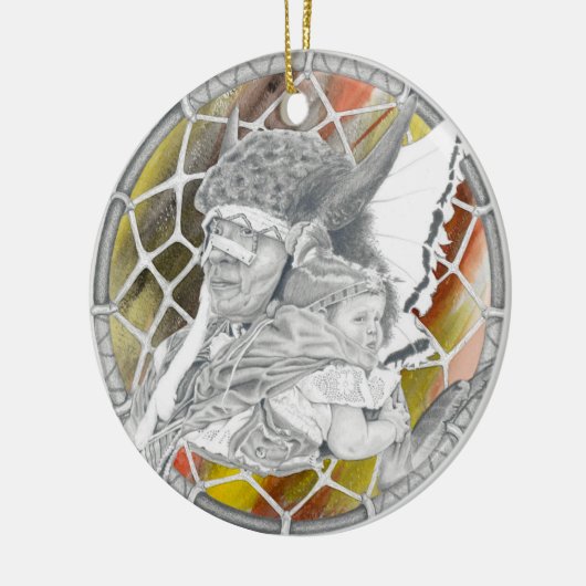 Indiër met Baby Keramisch Ornament (Links)