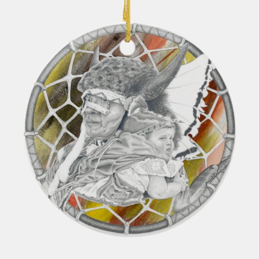 Indiër met Baby Keramisch Ornament (Achterkant)