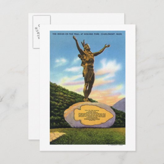Indiër op het tracé in het Uitzicht Mohawk Park Briefkaart (Voorkant / Achterkant)