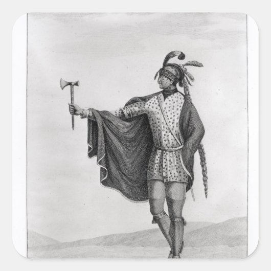 Indiër van de Natie van Kaskaskia Vierkante Sticker (Voorkant)