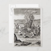 Indiërs bidden rond een vuur, graven briefkaart (Voorkant / Achterkant)