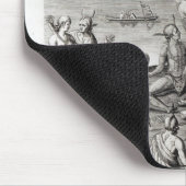 Indiërs bidden rond een vuur, graven muismat (Hoek)