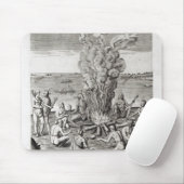 Indiërs bidden rond een vuur, graven muismat (Met muis)