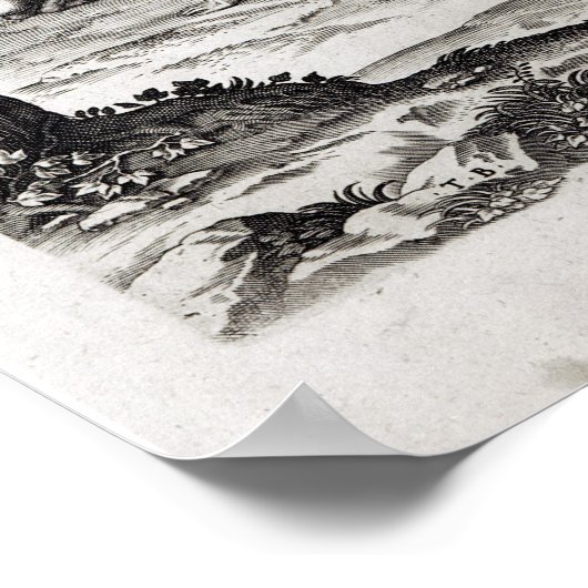 Indiërs bidden rond een vuur, graven poster (Hoek)