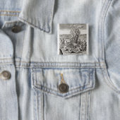 Indiërs bidden rond een vuur, graven vierkante button 5,1 cm (In situ)