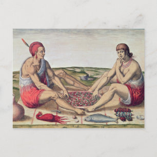 Indiërs die een maaltijd eten briefkaart