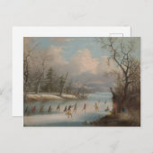 Indiërs die Lacrosse spelen op het ijs Briefkaart (Voorkant / Achterkant)