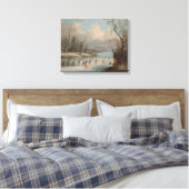 Indiërs die Lacrosse spelen op het ijs Canvas Afdruk (Insitu (Slaapkamer))