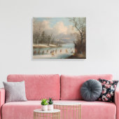 Indiërs die Lacrosse spelen op het ijs Canvas Afdruk (Insitu (Woonkamer))