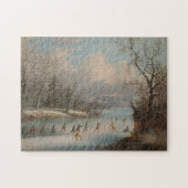 Indiërs die Lacrosse spelen op het ijs Legpuzzel (Horizontaal)