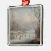 Indiërs die Lacrosse spelen op het ijs Metalen Ornament (Links)