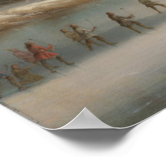 Indiërs die Lacrosse spelen op het ijs Poster (Hoek)