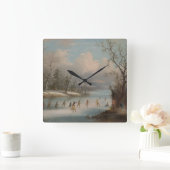 Indiërs die Lacrosse spelen op het ijs Vierkante Klok (Huis)