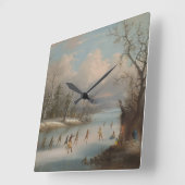 Indiërs die Lacrosse spelen op het ijs Vierkante Klok (Hoek)