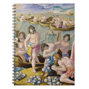 Indiërs duiken voor parels, bord 93 uit 'Venatie' Notitieboek