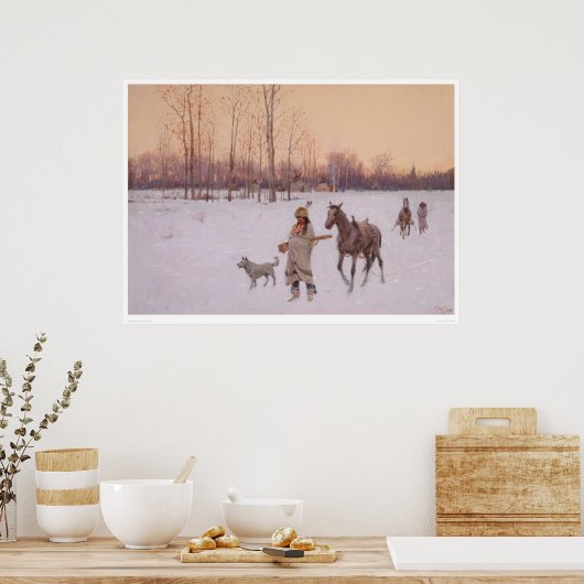 Indiërs in de sneeuw (0565A) Poster (Keuken)