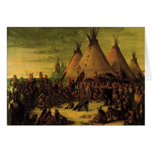  Indiërs, Raad van de Sioux-oorlog door Catlin (Voorkant Horizontaal)