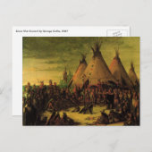  Indiërs, Raad van de Sioux-oorlog door Catlin Briefkaart (Voorkant / Achterkant)