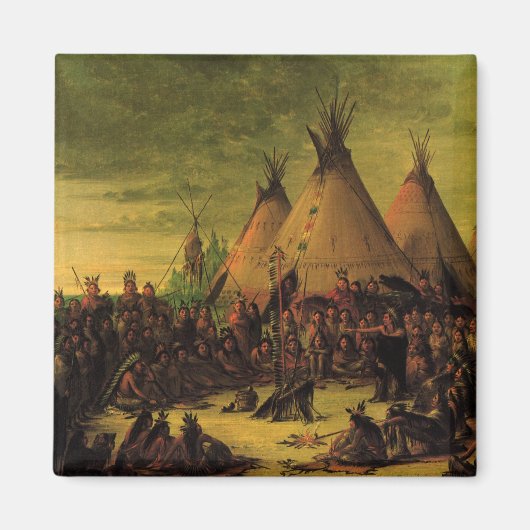  Indiërs, Raad van de Sioux-oorlog door Catlin Magneet (Voorkant)