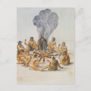 Indiërs ronden een vuur briefkaart